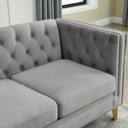 {Contact us for 3D modeling} Velvet Sofa for Living Room,Buttons Tufted Square Arm Couch, Modern Couch Upholstered Button and Me