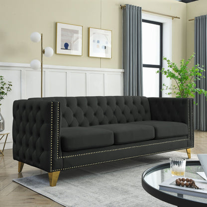 {Contact us for 3D modeling} Velvet Sofa for Living Room,Buttons Tufted Square Arm Couch, Modern Couch Upholstered Button and Me