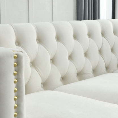 {Contact us for 3D modeling} Velvet Sofa for Living Room,Buttons Tufted Square Arm Couch, Modern Couch Upholstered Button and Me