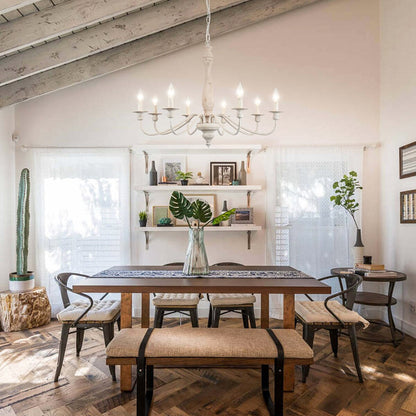 Moderner Bauernhaus-Kronleuchter, 8-flammiger Kerzenleuchter für Wohnzimmer, Kücheninsel, Esszimmer, Foyer – B 31,1 x H 20,66