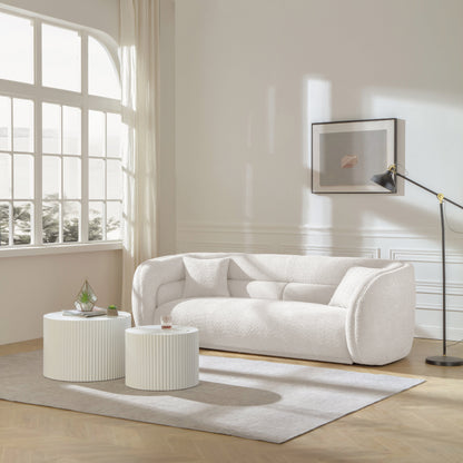 Modern Contemporary 91 Upholstered Curved Sofa With 2 Pillows for Living Room
