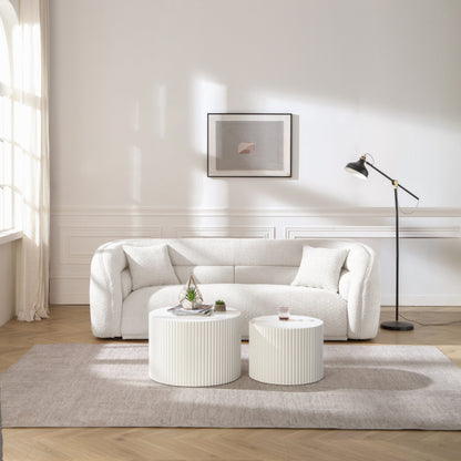 Modern Contemporary 91 Upholstered Curved Sofa With 2 Pillows for Living Room