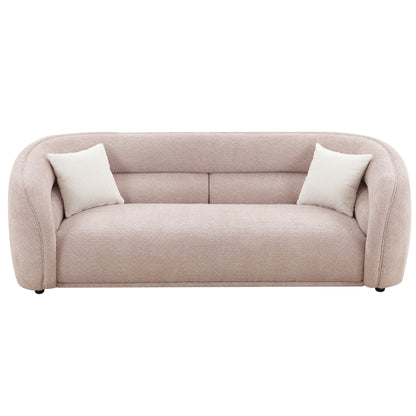 Modern Contemporary 91 Upholstered Curved Sofa With 2 Pillows for Living Room