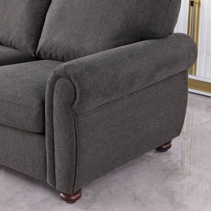 Wood Framed Chenille Fabric Sofa