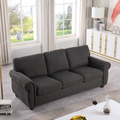 Wood Framed Chenille Fabric Sofa