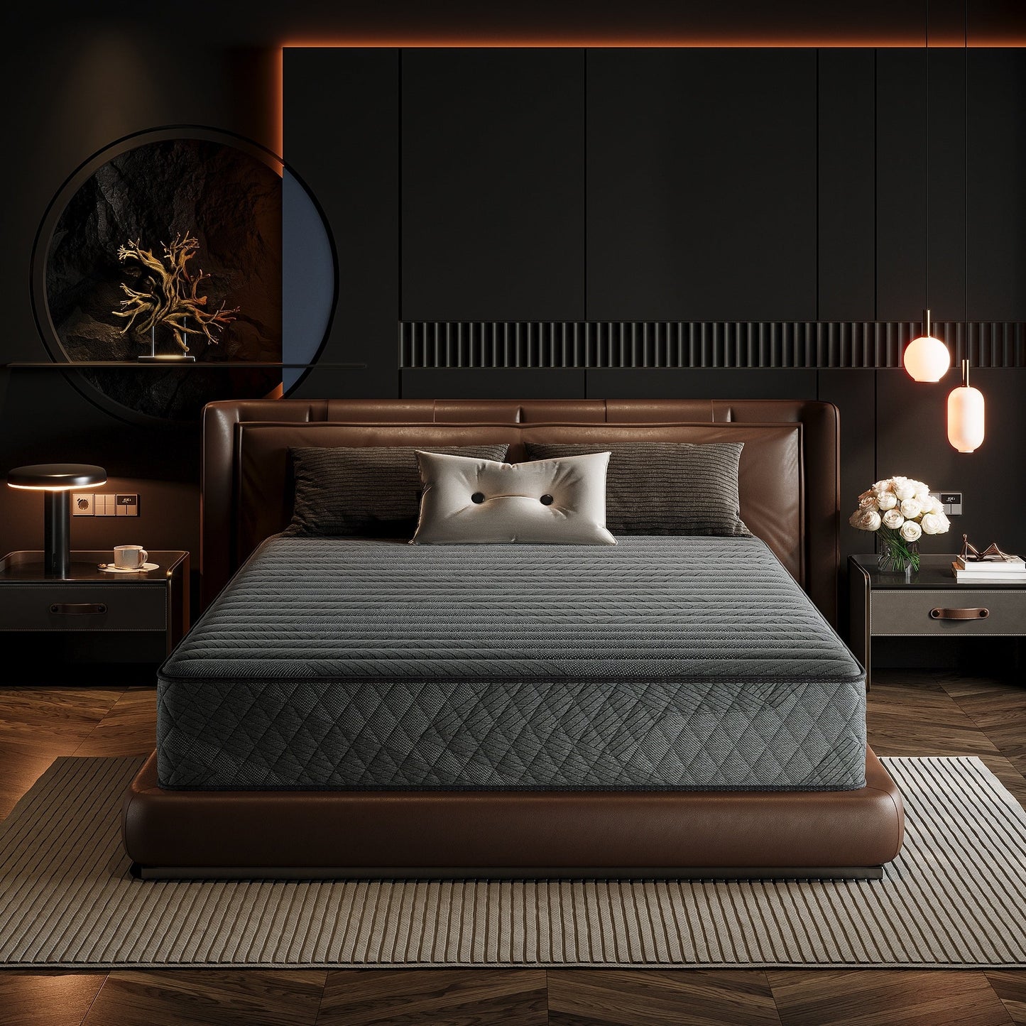 SweDrea 10 Zoll mittelfeste, mit Gel angereicherte Memory Foam-Hybridmatratze, kühlend und atmungsaktiv, mit CertiPUR-US, SGS und OEKO-TEX