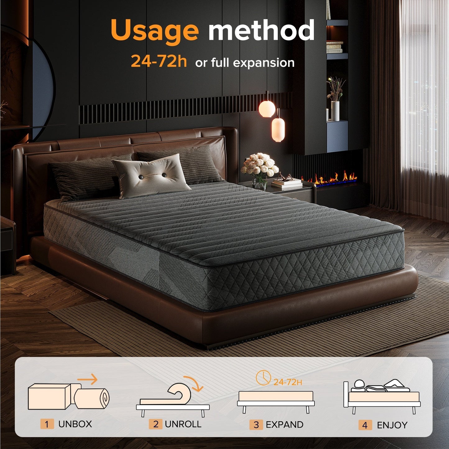 SweDrea 10 Zoll mittelfeste, mit Gel angereicherte Memory Foam-Hybridmatratze, kühlend und atmungsaktiv, mit CertiPUR-US, SGS und OEKO-TEX