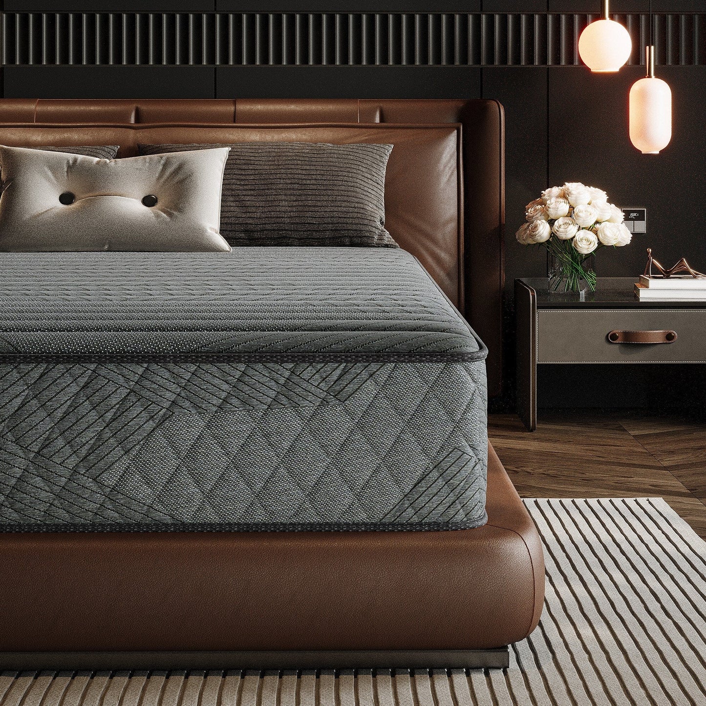 SweDrea 10 Zoll mittelfeste, mit Gel angereicherte Memory Foam-Hybridmatratze, kühlend und atmungsaktiv, mit CertiPUR-US, SGS und OEKO-TEX