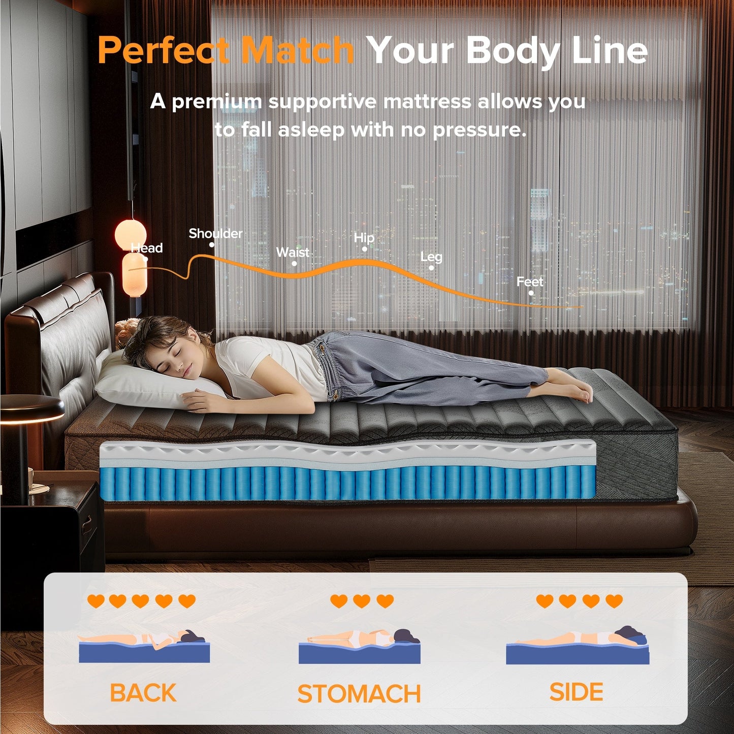 SweDrea 10 Zoll mittelfeste, mit Gel angereicherte Memory Foam-Hybridmatratze, kühlend und atmungsaktiv, mit CertiPUR-US, SGS und OEKO-TEX