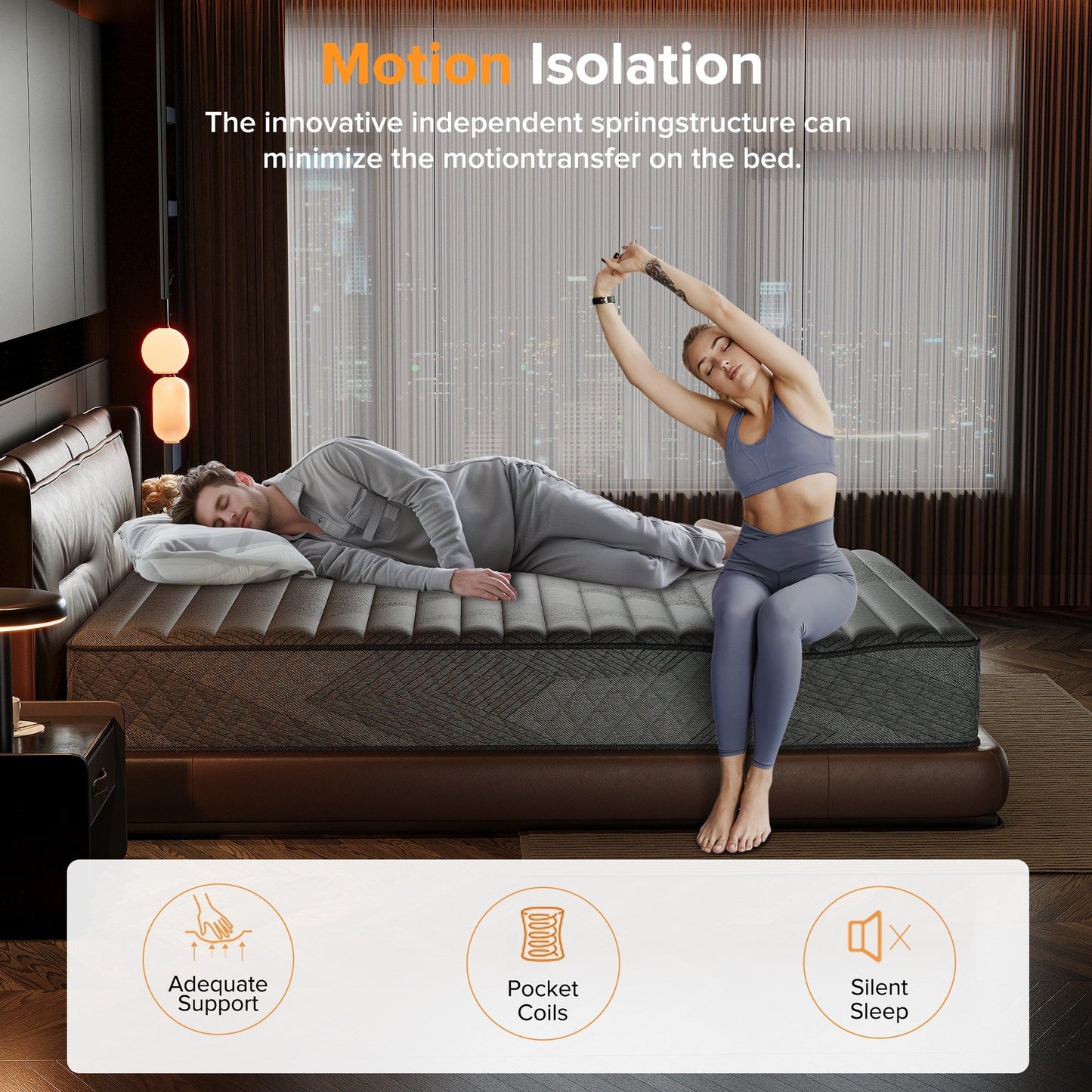 SweDrea 10 Zoll mittelfeste, mit Gel angereicherte Memory Foam-Hybridmatratze, kühlend und atmungsaktiv, mit CertiPUR-US, SGS und OEKO-TEX