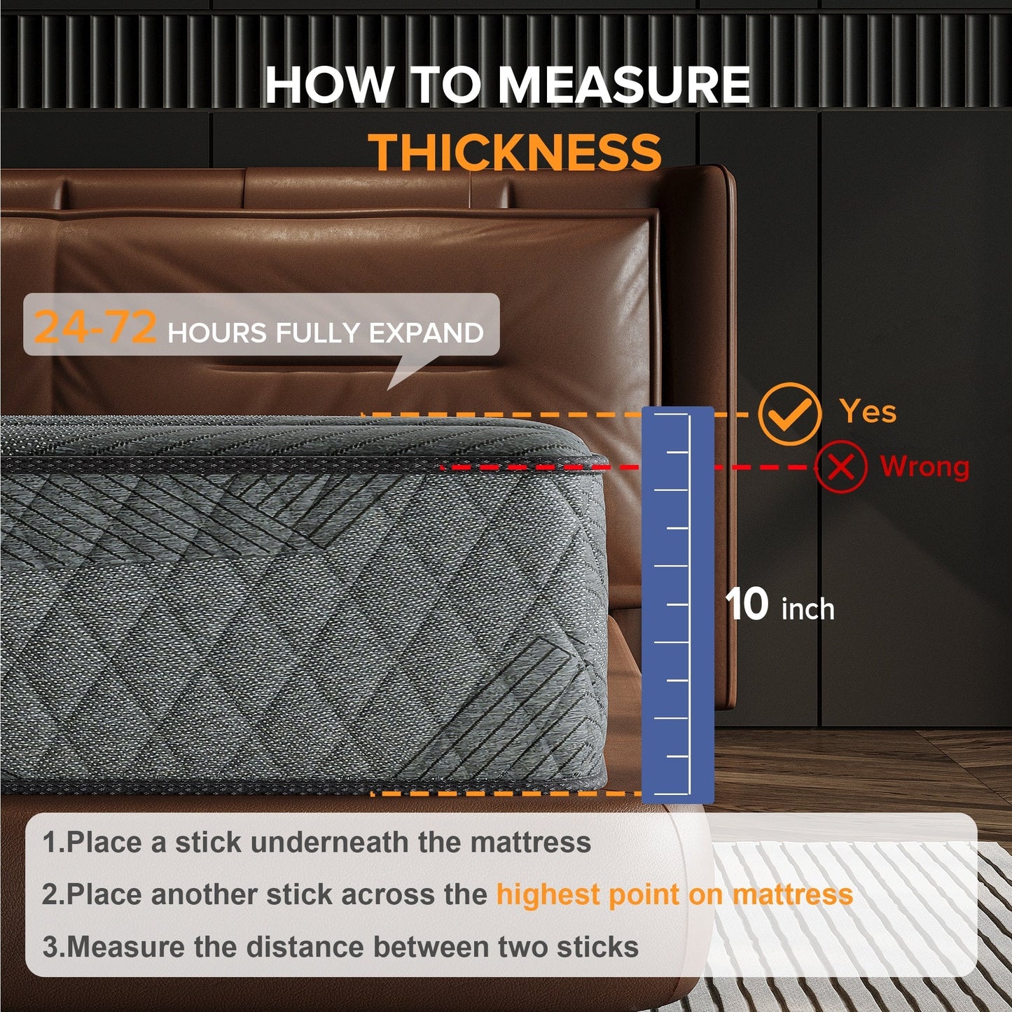 SweDrea 10 Zoll mittelfeste, mit Gel angereicherte Memory Foam-Hybridmatratze, kühlend und atmungsaktiv, mit CertiPUR-US, SGS und OEKO-TEX