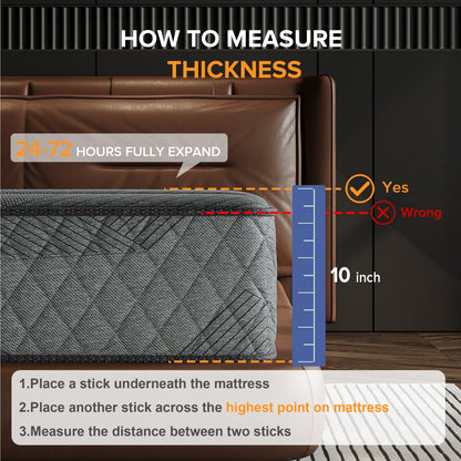 SweDrea 10 Zoll mittelfeste, mit Gel angereicherte Memory Foam-Hybridmatratze, kühlend und atmungsaktiv, mit CertiPUR-US, SGS und OEKO-TEX
