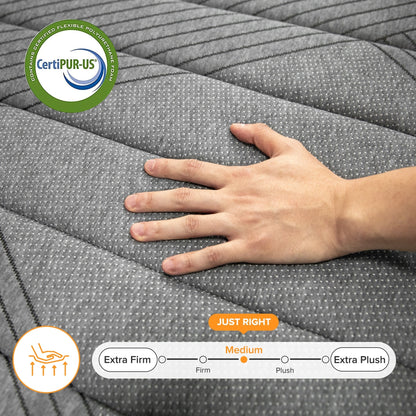 SweDrea 10 Zoll mittelfeste, mit Gel angereicherte Memory Foam-Hybridmatratze, kühlend und atmungsaktiv, mit CertiPUR-US, SGS und OEKO-TEX