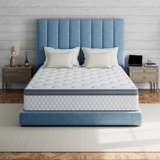 SweDrea 12 Zoll feste Hybrid-Memoryschaummatratze mit CertiPUR-US und Oeko-TEX, mit verstärkten Federn.