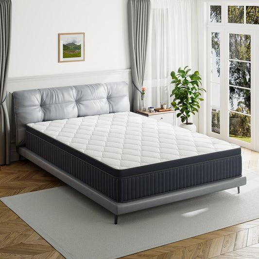 SweDrea 12 Zoll mitteldicke Gel-Memoryschaum-Hybridmatratze mit Pillow-Top und Federkern, CertiPUR-US-, SGS- und OEKO-TEX-zertifiziert