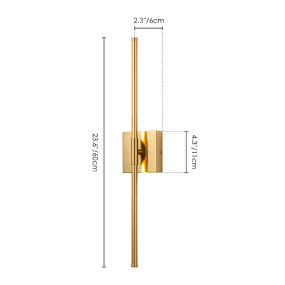 1-flammige, moderne, lange, lineare Wandleuchte in Schwarz/Gold/Nickel, dimmbare LED-Badezimmer-Waschtischleuchte