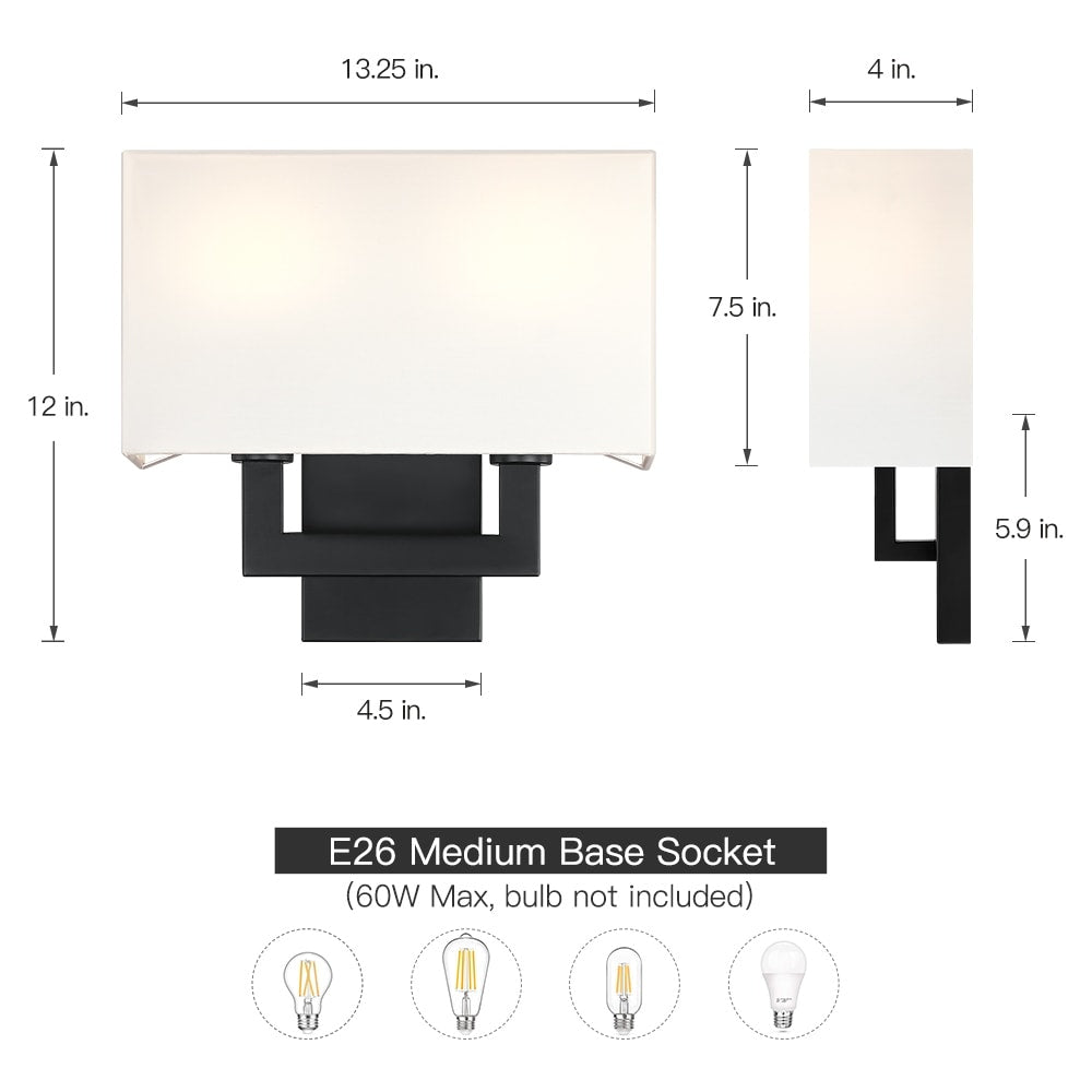 Wandleuchte mit weißem Stoffschirm