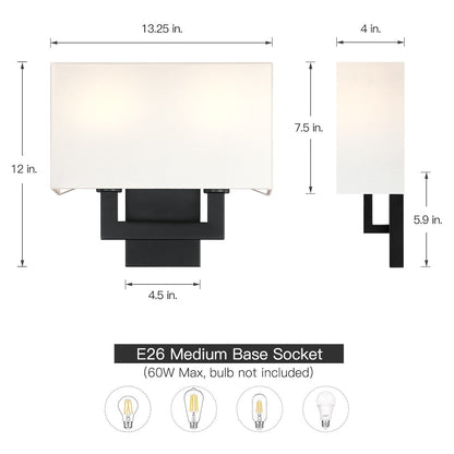 Wandleuchte mit weißem Stoffschirm