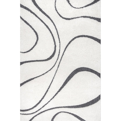 Nuloom Krista Moderner Zottelteppich mit Wirbelmuster