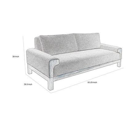Caisy Sofa, Light Brown Polyester, Foam Cushions, Solid Wood Frame, 93 Inch