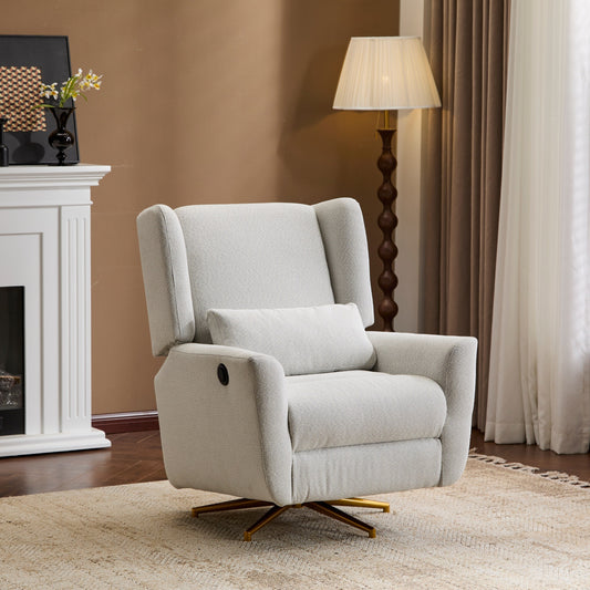 Christopher Knight Home - Starling Power Swivel Recliner With Gold Metal Base