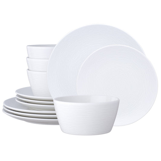Noritake Colorscapes Swirl 12-teiliges Coupe-Geschirrset, Service für 4