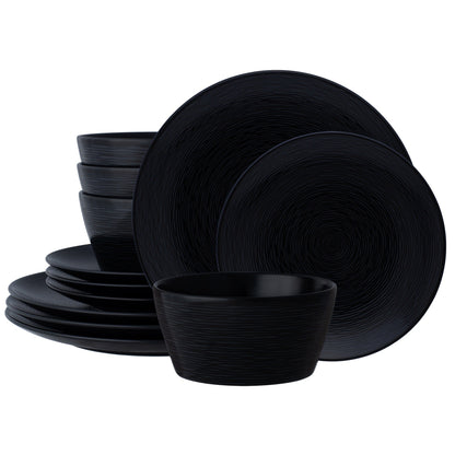 Noritake Colorscapes Swirl 12-teiliges Coupe-Geschirrset, Service für 4