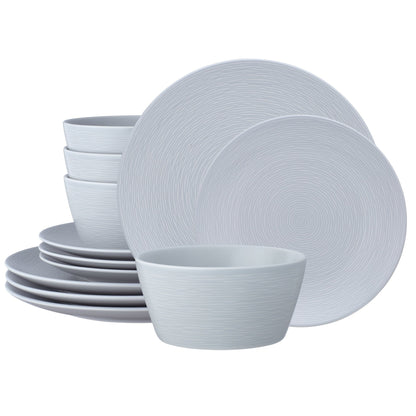 Noritake Colorscapes Swirl 12-teiliges Coupe-Geschirrset, Service für 4