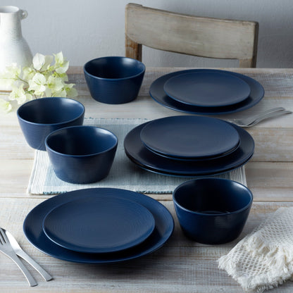 Noritake Colorscapes Swirl 12-teiliges Coupe-Geschirrset, Service für 4