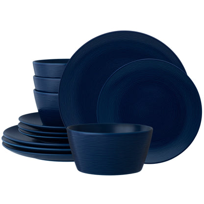 Noritake Colorscapes Swirl 12-teiliges Coupe-Geschirrset, Service für 4
