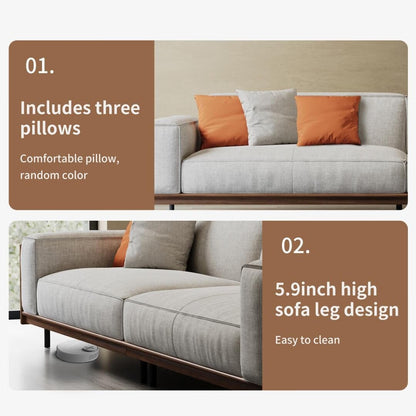 111.81 inch Versatile Solid Wood Compressible Sponge Sofa for Modern Living 4 seat
