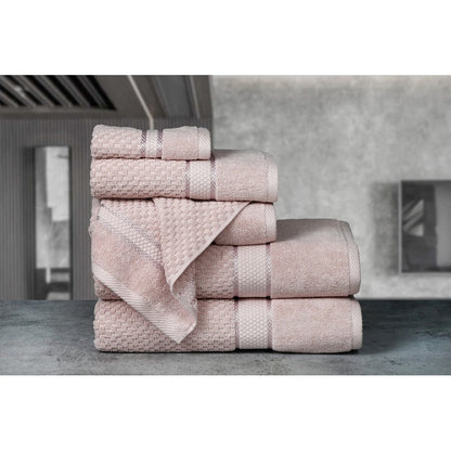 Handtuchset aus 6 Baumwoll-Popcorn-Textur von Ample Decor – 2Bad, 2Hand, 2Waschen