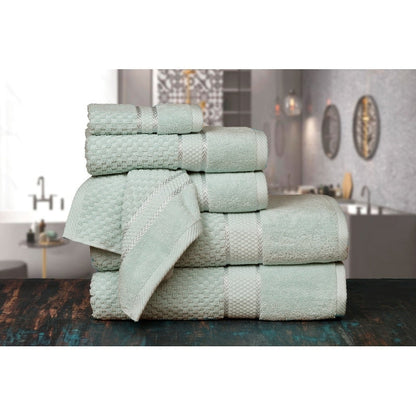 Handtuchset aus 6 Baumwoll-Popcorn-Textur von Ample Decor – 2Bad, 2Hand, 2Waschen