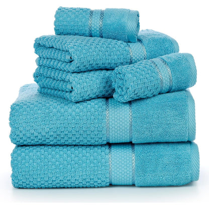 Handtuchset aus 6 Baumwoll-Popcorn-Textur von Ample Decor – 2Bad, 2Hand, 2Waschen