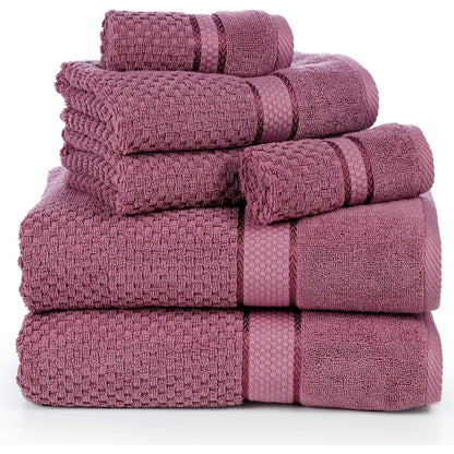 Handtuchset aus 6 Baumwoll-Popcorn-Textur von Ample Decor – 2Bad, 2Hand, 2Waschen