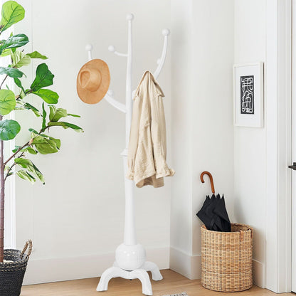 Freistehende Garderobe aus Gummibaumholz in Baumzweigform mit 8 Haken – 24,5 B x 70,87 H