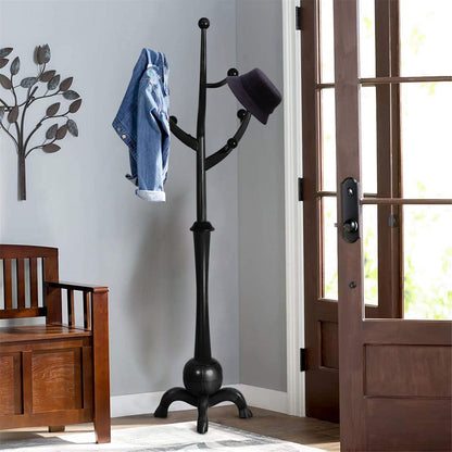 Freistehende Garderobe aus Gummibaumholz in Baumzweigform mit 8 Haken – 24,5 B x 70,87 H