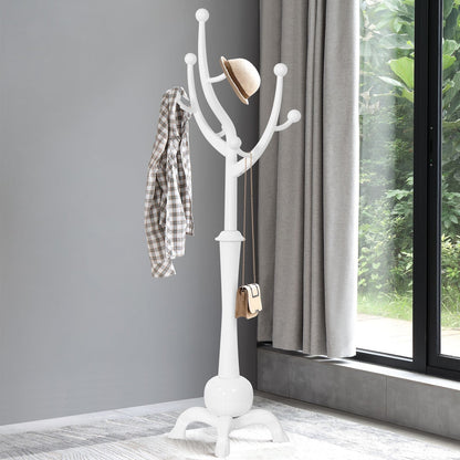 Freistehende Garderobe aus Gummibaumholz in Baumzweigform mit 8 Haken – 24,5 B x 70,87 H