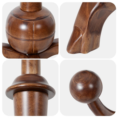 Freistehende Garderobe aus Gummibaumholz in Baumzweigform mit 8 Haken – 24,5 B x 70,87 H