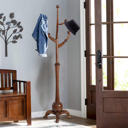 Freistehende Garderobe aus Gummibaumholz in Baumzweigform mit 8 Haken – 24,5 B x 70,87 H