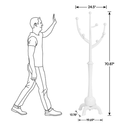 Freistehende Garderobe aus Gummibaumholz in Baumzweigform mit 8 Haken – 24,5 B x 70,87 H