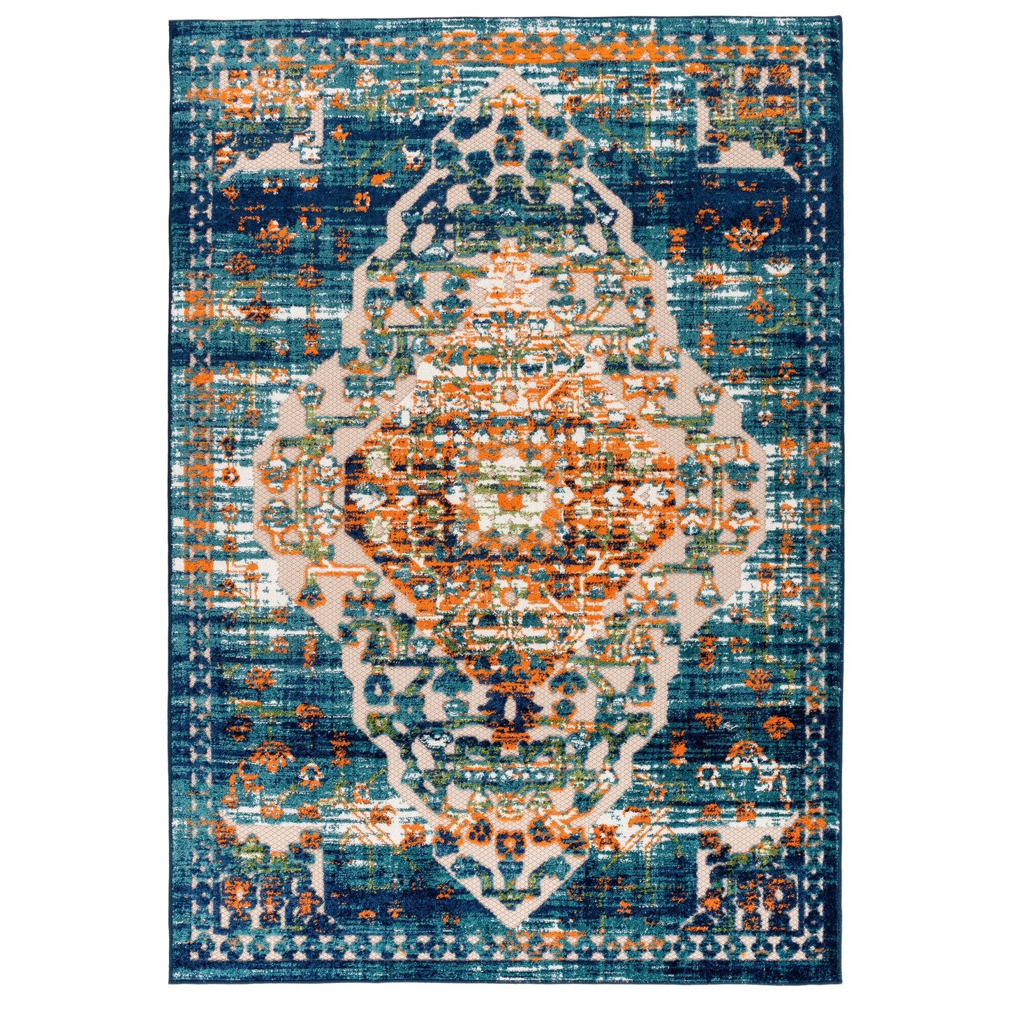 World Rug Gallery Traditioneller Teppich für drinnen und draußen im Used-Look