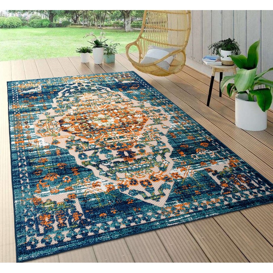 World Rug Gallery Traditioneller Teppich für drinnen und draußen im Used-Look