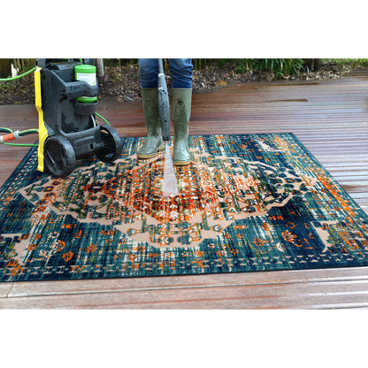World Rug Gallery Traditioneller Teppich für drinnen und draußen im Used-Look