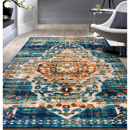 World Rug Gallery Traditioneller Teppich für drinnen und draußen im Used-Look