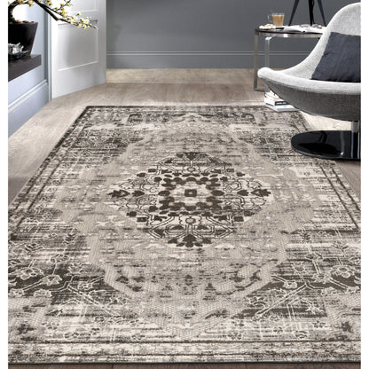 World Rug Gallery Traditioneller Teppich für drinnen und draußen im Used-Look