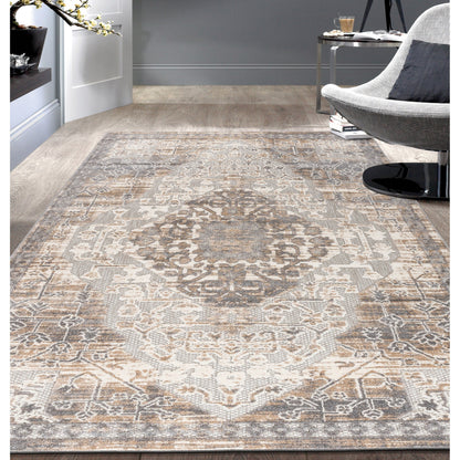 World Rug Gallery Traditioneller Teppich für drinnen und draußen im Used-Look