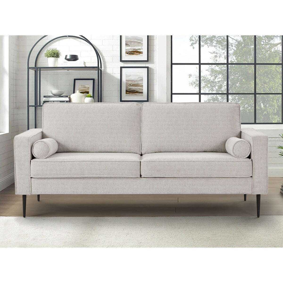Mid-century Modern Upholstered Chesterfield Tufted Fabric Sofa Couch With High-tech Fabric Surface For Living Room