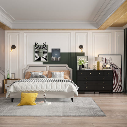 Doppelkommode mit 10 Schubladen für Schlafzimmer, weiße Kommode, breiter Stauraum
