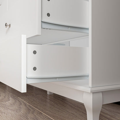 Doppelkommode mit 10 Schubladen für Schlafzimmer, weiße Kommode, breiter Stauraum